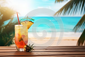 Aesthetically pleasing Beach cocktail mockup. Generate Ai