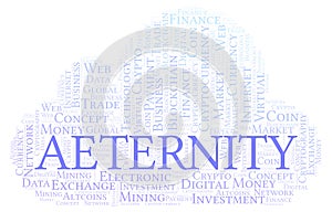 Aeternity cryptocurrency coin word cloud.