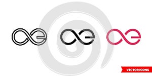 Aeternity cryptocurrency icon of 3 types color, black and white, outline. Isolated vector sign symbol.