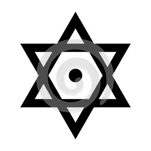 Symbol for aether, a hexagram and Star of David, with a dot in the center photo