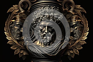 Aether Greek Mythology God Black Gold Vase by Generative AI photo