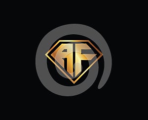 AF diamond shape gold color logo design