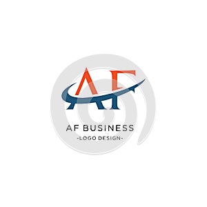 AF Letter Logo Design with Serif Font and swoosh Vector Illustration