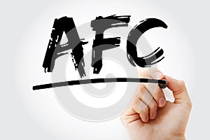 AFC - Average Fixed Cost acronym with marker, business concept background