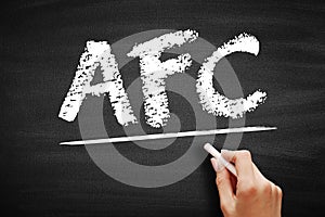 AFC - Average Fixed Cost is the fixed costs of production divided by the quantity of output produced, acronym text on blackboard