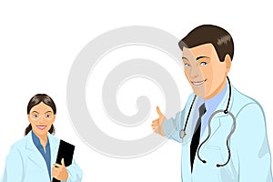 Affable doctor with tablet