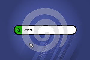 Affect - search engine, search bar with blue background