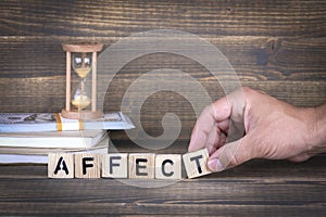 Affect. wooden letters on the office desk