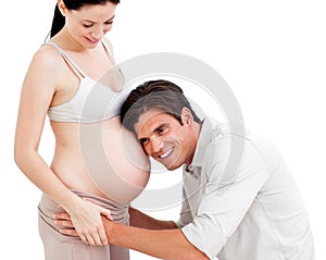 Affectionate couple expecting a baby