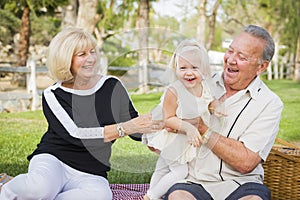 Affectionate Granddaughter and Grandparents Playing At The Park