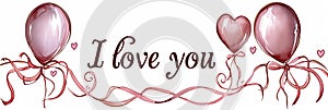 Affectionate greeting card design with i love you text and heart symbols on white background