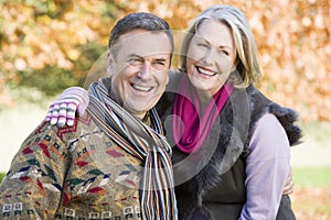 Affectionate senior couple on walk