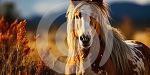 The affectionate, warm eyes of the wild horse, full of freedoms and wild beaut