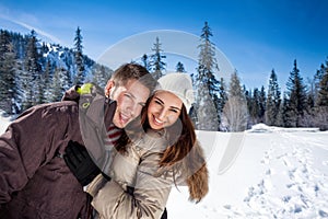 Affectionate winter couple