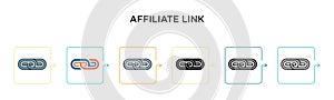 Affiliate link vector icon in 6 different modern styles. Black, two colored affiliate link icons designed in filled, outline, line