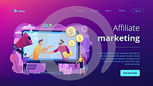 Affiliate marketing concept landing page.