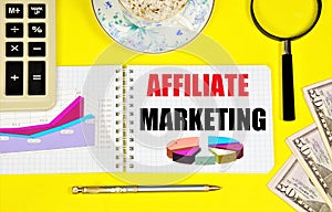 Affiliate marketing. The text label in the planning notebook.