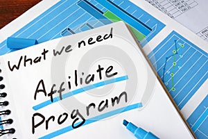 Affiliate Program written in a notebook.