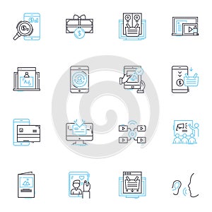 Affiliate promo linear icons set. Referral, Commission, Partnership, Marketing, Product, Sales, Referral links line