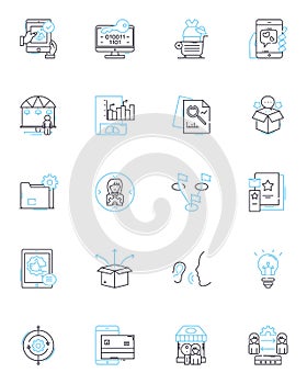 Affiliate promo linear icons set. Referral, Commission, Partnership, Marketing, Product, Sales, Referral links line