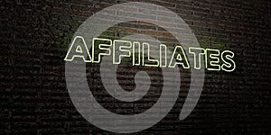 AFFILIATES -Realistic Neon Sign on Brick Wall background - 3D rendered royalty free stock image