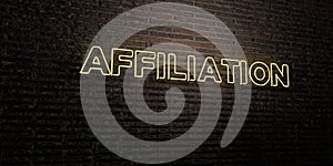 AFFILIATION -Realistic Neon Sign on Brick Wall background - 3D rendered royalty free stock image