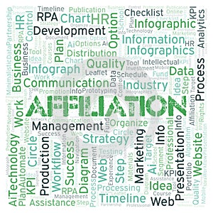 Affiliation typography word cloud create with the text only.