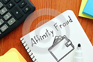 Affinity fraud is shown on the photo using the text