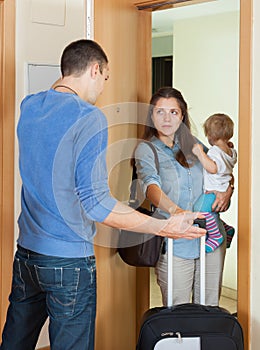 Afflicted woman leaving from home