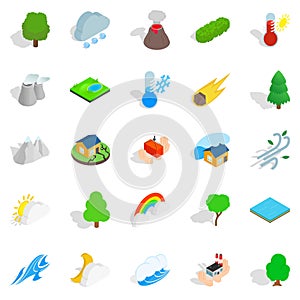 Affliction icons set, isometric style