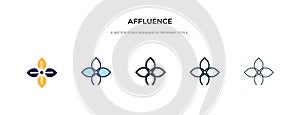 Affluence icon in different style vector illustration. two colored and black affluence vector icons designed in filled, outline,