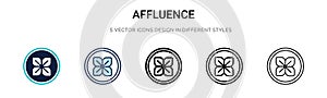 Affluence icon in filled, thin line, outline and stroke style. Vector illustration of two colored and black affluence vector icons