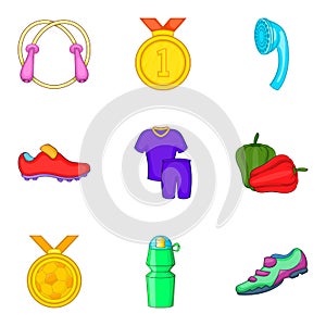 Affluence icons set, cartoon style