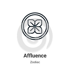 Affluence outline vector icon. Thin line black affluence icon, flat vector simple element illustration from editable zodiac