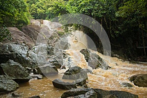 Affluent Waterfall in rain season on island Koh Samui, Thailand