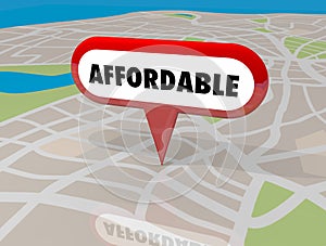 Affordable Housing Real Estate Building Property Map Pin 3d Illustration photo