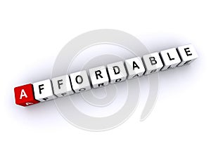 affordable word block on white