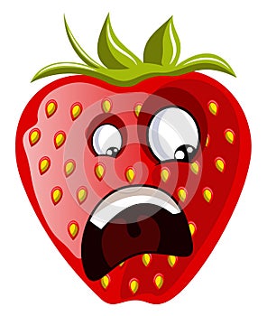 Affraid strawberry face illustration vector