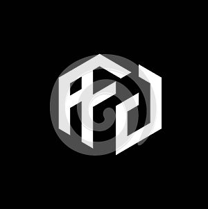 AFG letter logo design on black background