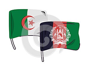 Afganistan and alegeria flags countries isolated icon photo