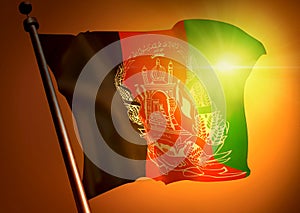 Afganistan flag against the sunset photo