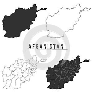 Afganistan map. The country in the form of borders with regions. Stock vector illustration isolated on white background. photo