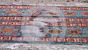 Afghan carpets being cleaned