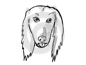 Afghan Hound Dog Breed Cartoon Retro Drawing