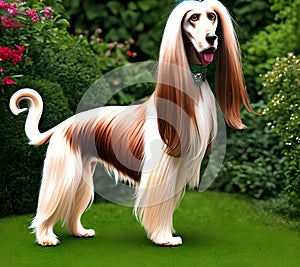 Afghan Hound Dog, Generative AI Illustration