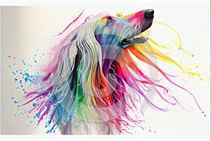 Afghan hound dog portrait