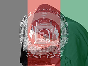 Afghanistan flag and Anonymous hooded hacker