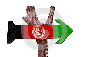 Afghanistan Flag wooden sign isolated on white background