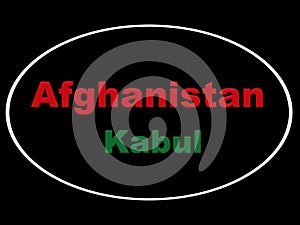 Afghanistan Kabul . 3 D logo on a black background.