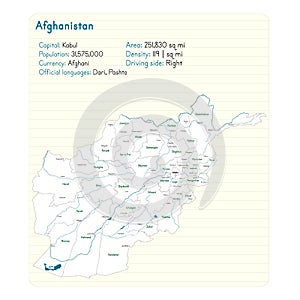Afghanistan map and infographic